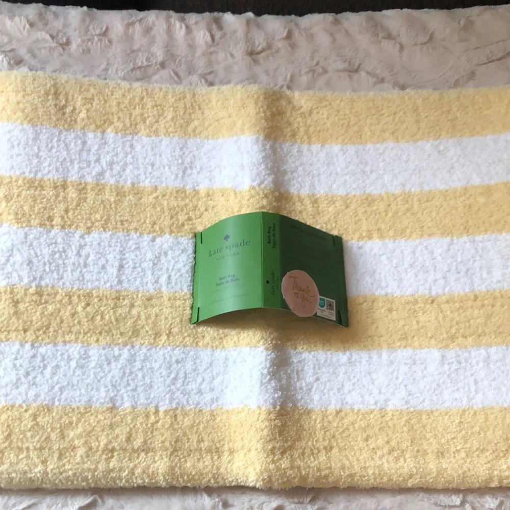 kate spade Yellow and White Striped Bath Rug
